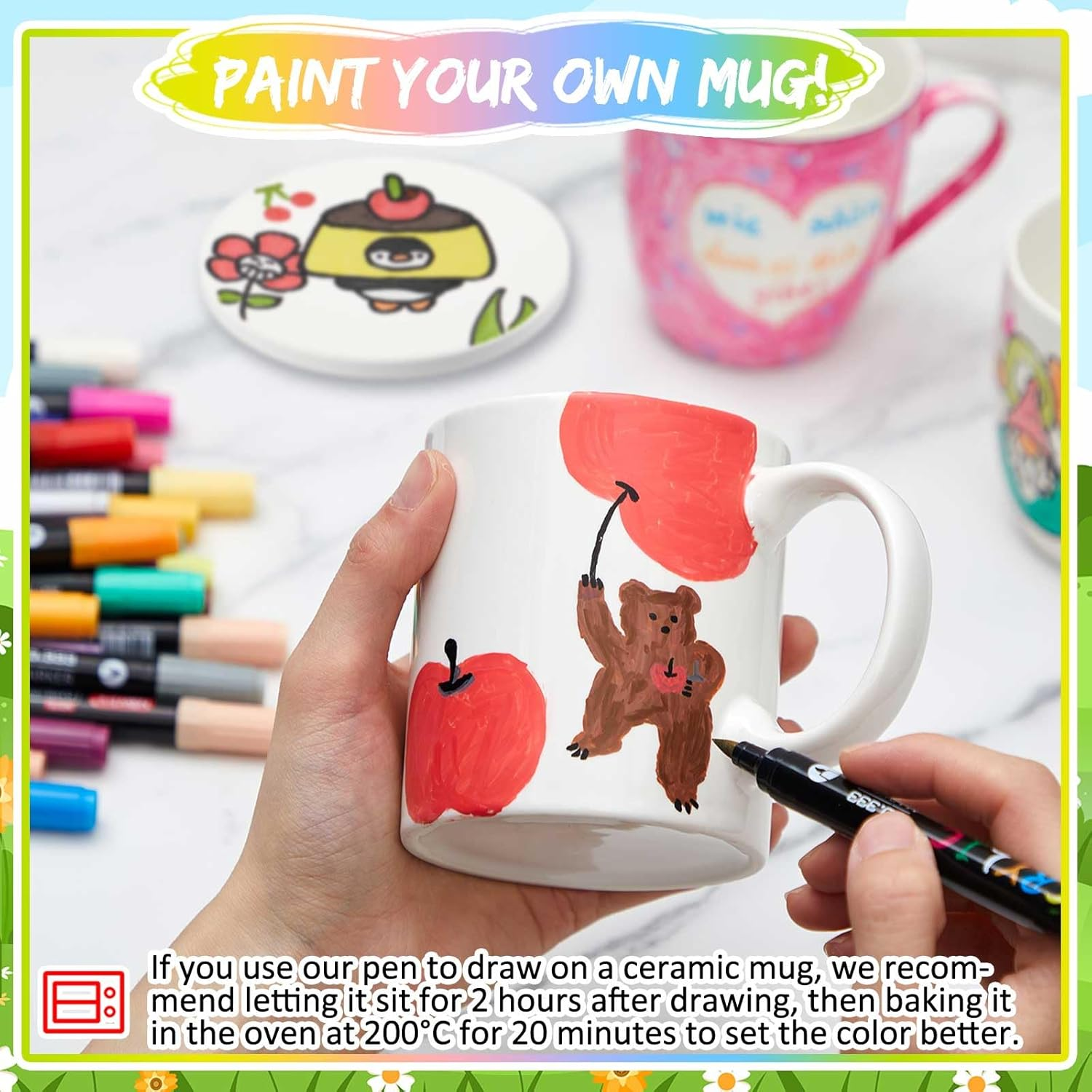 Acrylic Paint Markers,24 Pack 48 Colors Dual Tip Dual Color Acrylic Markers for Stone, Rock Painting, Paper, Pumpkin, Wood,Egg,Canvas,Ceramic,Fabric, leather,Glass,DIY Crafts,Acrylic Paint pens